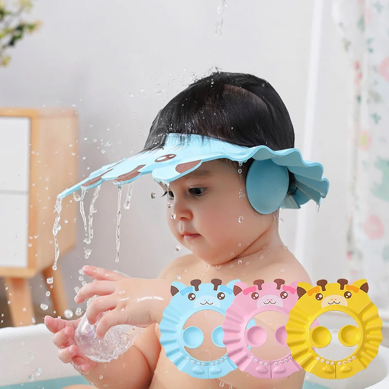 

Soft EVA Baby Shower Cap Adjustable Hair Wash Hat For Newborn Kids Ear Eye Protection Kids Shampoo Shield Bath Head Cover