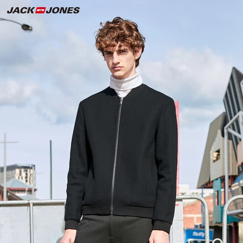 Мужское приталенное шерстяное пальто JackJones одежда в стиле хип-хоп с вышивкой