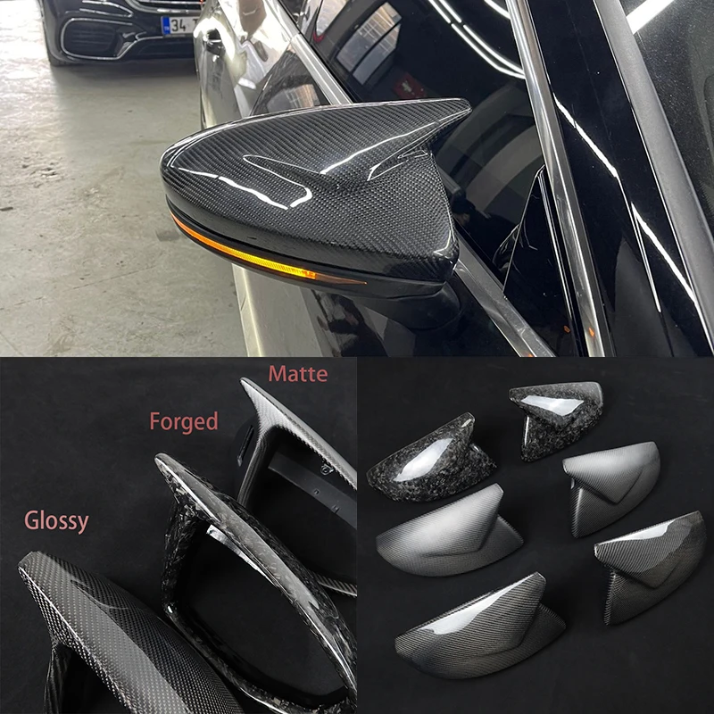 

Car Real Carbon Fiber OX Horns type Rearview Rear View Mirror Cover Replacement For Audi A6 C8 ABT S6 RS6 A7 S7 RS7 4K8 A8 D5