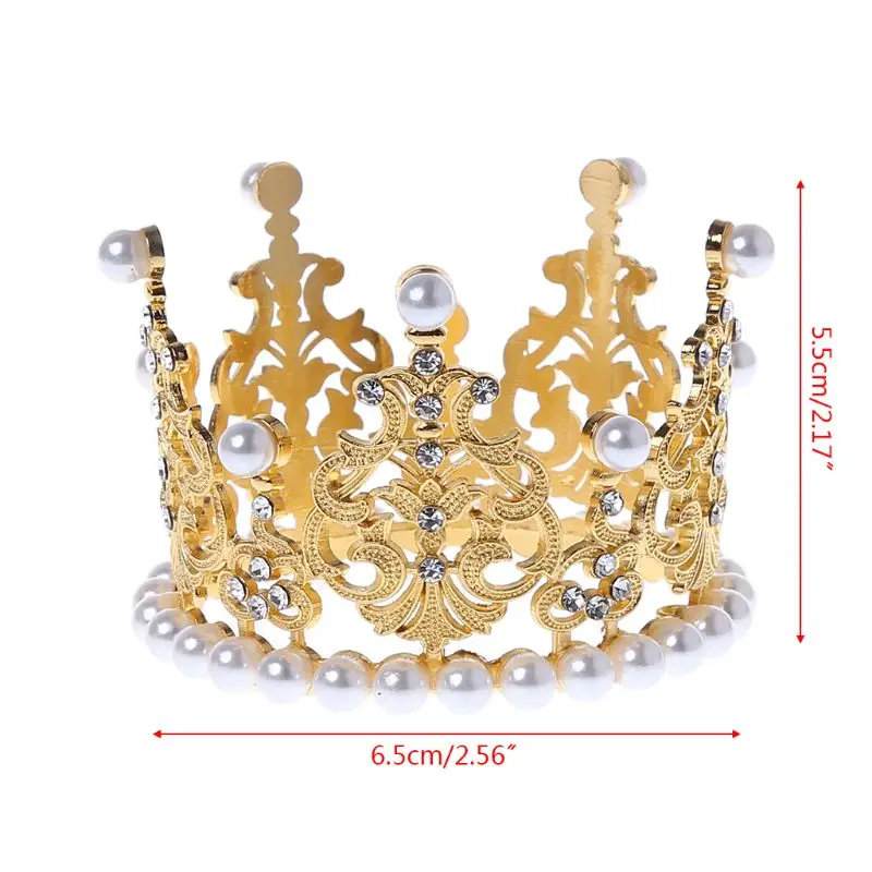 

Baby Crown Photography Props Luxury Fashion Pearl Rhinestone Glitter Gold Silver Photo Birthday Party Decoration Girls