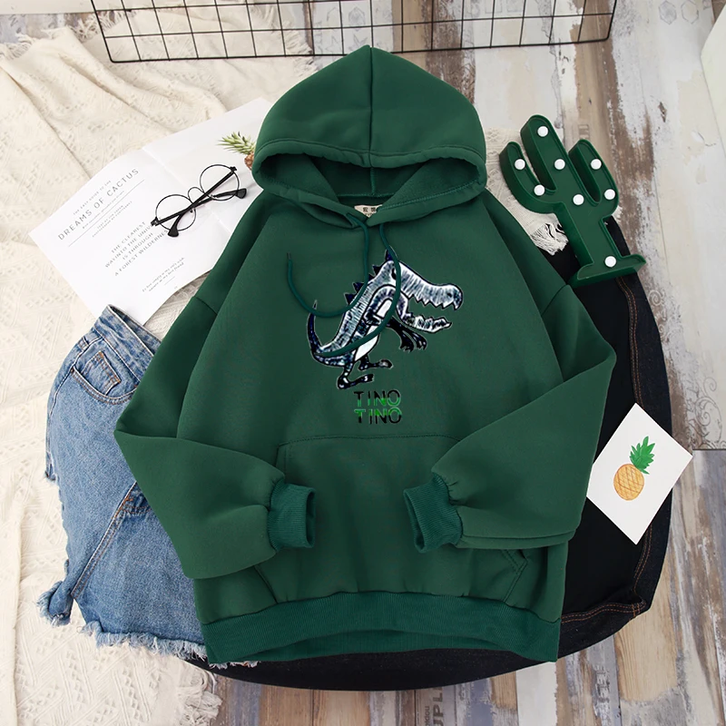 Женская толстовка с капюшоном Shellsuning розовая длинными рукавами и рисунком