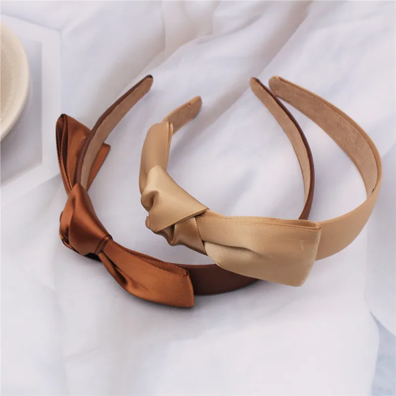 Простая гладкая повязка для волос с бантом мытья лица широкими краями модные