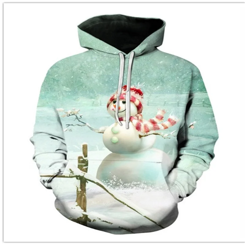 

Christmas Men's Hoodie Men's 3D Printing Hooded Sweatshirt Fall Winter Fashion Snowman Hooded Pullover Children's Clothing