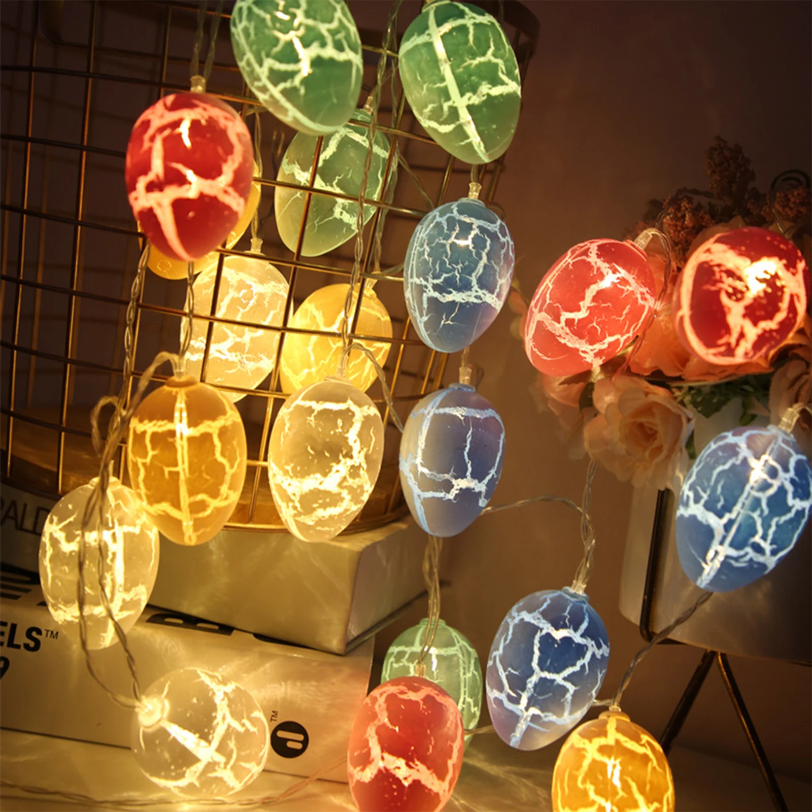 

Egg Light Lantern Crack Eggs 20LED Decoration Colorful Lamp Starry String Box Easter Party Battery Powered Fairy Lights