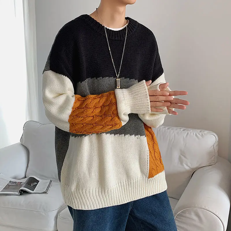 Зимний плотный свитер мужской теплый модный ретро повседневный вязаный пуловер