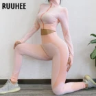 спортивный кКомплект для йоги RUUHEE из 2 предметов, бесшовные леггинсы с высокой талией, комплекты для фитнеса и йоги, костюм для йоги, спортивная одежда для тренировок и активного отдыха, женская одежда для спортзала