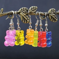 btwgl 2020 cartoon cute resin earrings colorful animal bear high quality drop earring candy color kids gifts