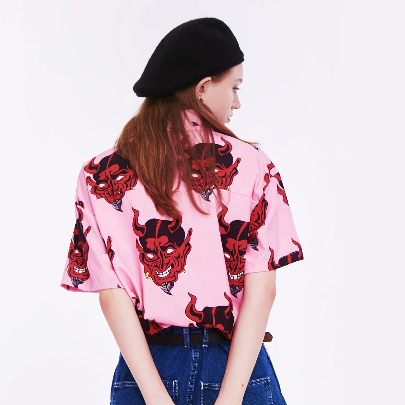 Женская рубашка с принтом демонов Повседневная Свободная блузка в стиле