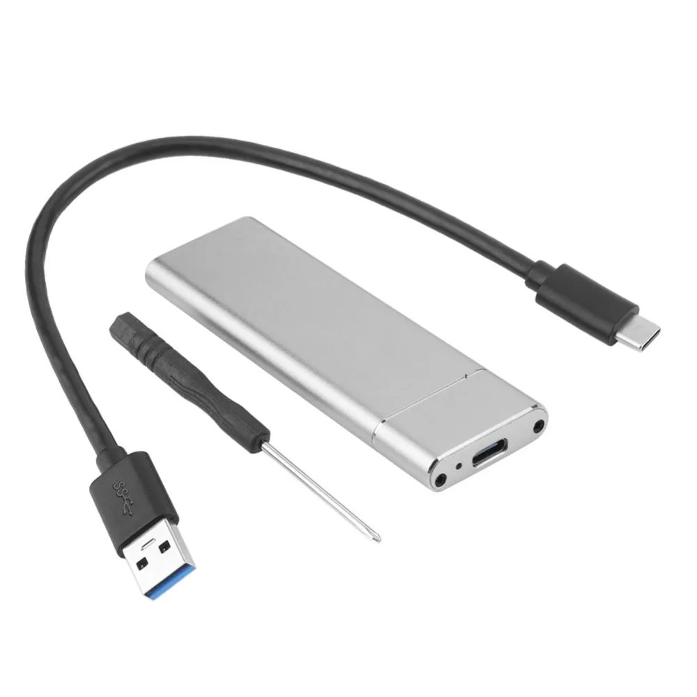 A to C cable Sliver USB3.1 корпус для жесткого диска M.2 к USB SSD корпус для жесткого диска Тип C 3,1(B+ M ключ)/B соединитель в форме ключа 2242/2260/2280 M2 SATA SSD - Цвет: A to C cable Sliver