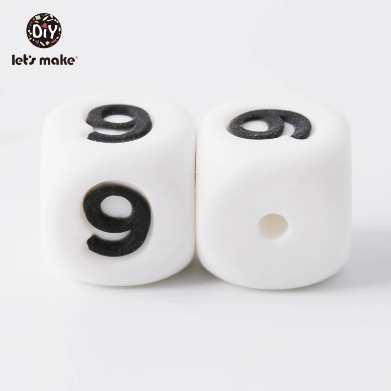 Let'S Make 10 шт силиконовый Прорезыватель для зубов 0-9 цифр буквы Bpa бесплатно жевательные бусины Diy пустышка цепочка Детские Прорезыватели Прорезыватель зубов Квадратные бусины