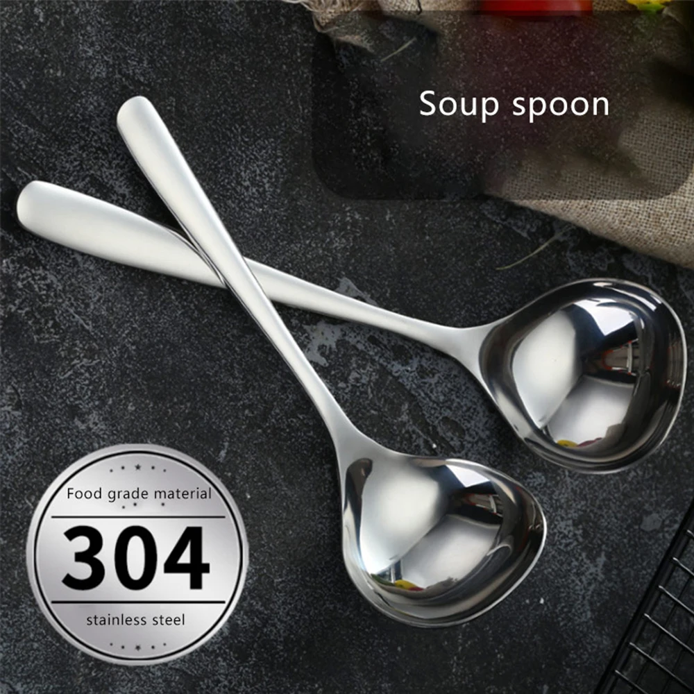 

304 Thicken Stainless Steel Spoon Creative Long Handle Hotel Hot Pot Spoon Soup Ladle Kitchen Cooking Tools Utensil Tableware