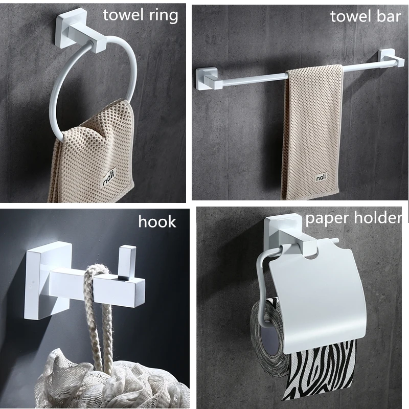 

Chrome Stainless steel bathroom accesoriesh set free punching towel bar robe hook paper holder towel ring