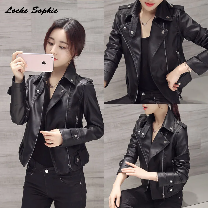 1pcs Women Plus size shorts jacket coats 2020 Autumn faux fur PU Leather Splicing Slim fit Jacket ladies Skinny locomotive | Женская
