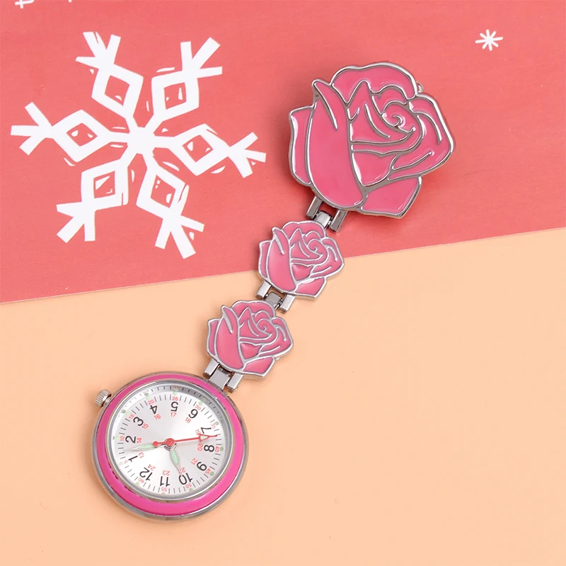 High Quality Flower Nurse Watch Chest Pocket Clock Medical Rose Shape Doctor Watch Brooch Nurse Fob Watch Hospital Gift