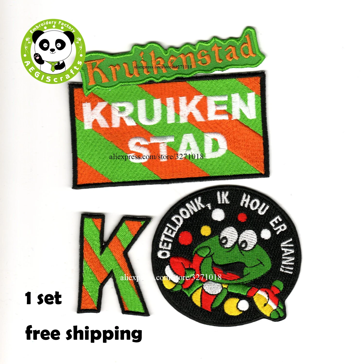 

2021 The Frog Kruikenstad Carnaval Oeteldonk Emblem Embroidery Patch 1 Set with 4 Pcs Free Shipping