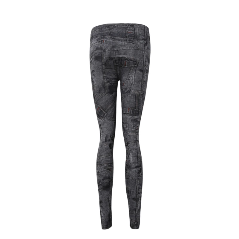 

High Waist Faux Denim Jean Leggings Slim Elastic Seamless Skinny Pencil Pant Female Workout Running Leggings