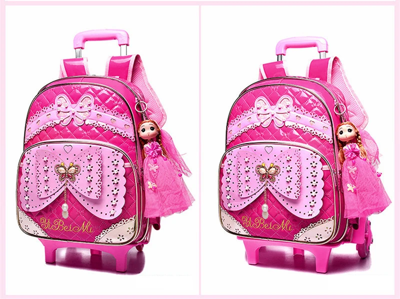 Школьные сумки с колесами Mochilas, детские милые рюкзаки, 6 детских чемоданов на колесиках для девочек, рюкзак на колесиках для детей 6-10 лет, Escolar
