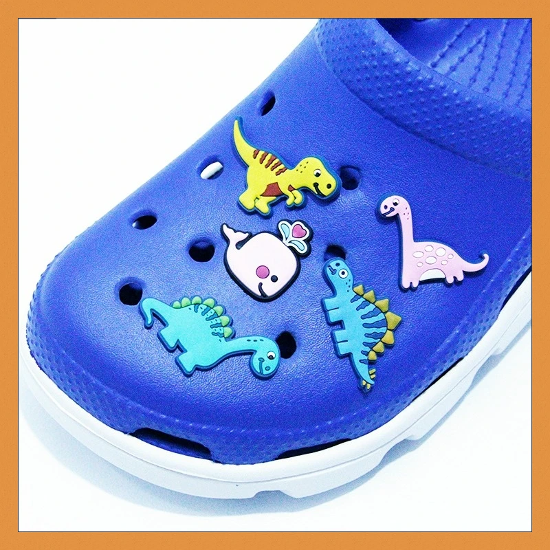 

Hot Sale 1pcs Shoe Charms Novel Dinosaur Shoe Accessories Cute Garden Shoe Decoration for Buckle Kids X-mas Boys Gift Croc Jibz