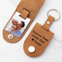 personalized photo keychainpicture keyringcustom engraved leather key chain for daddygift for papagrandpafathers day gift