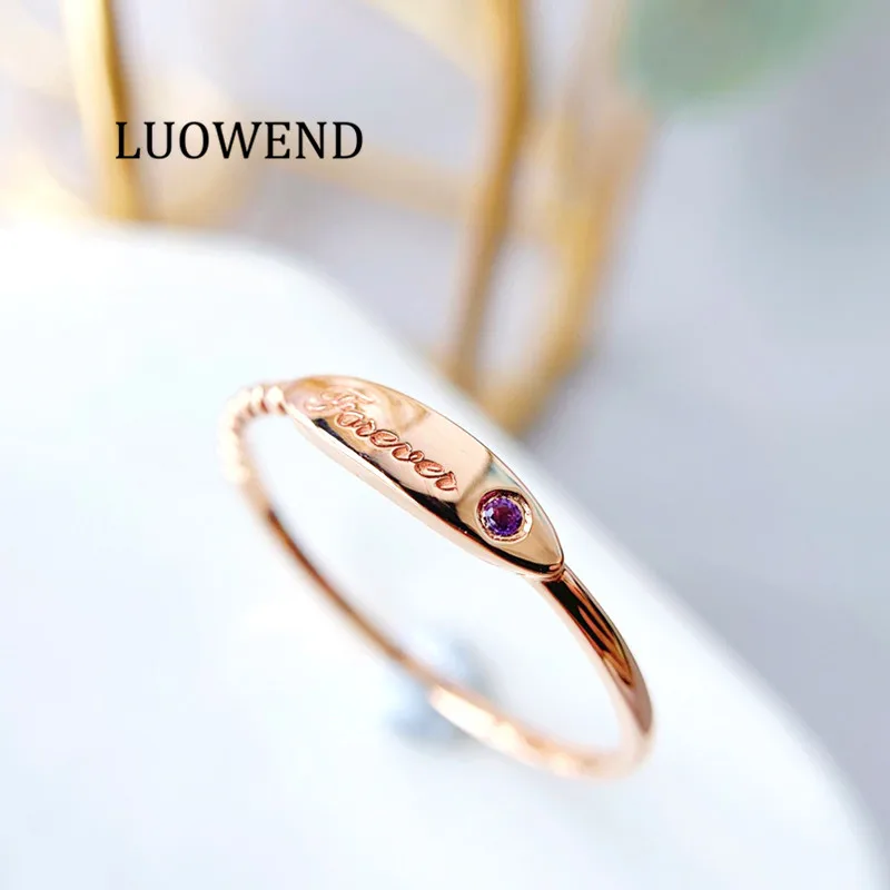 LUOWEND 18K розовое золото обручальное кольцо женские обручальные кольца с надписью