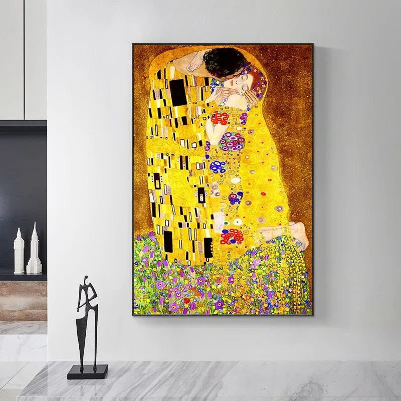 

Classic Artist Gustav Klimt Kiss Abstract Painting on Canvas Print Poster for Living Room Decoration Home Decor Picture Wall Art