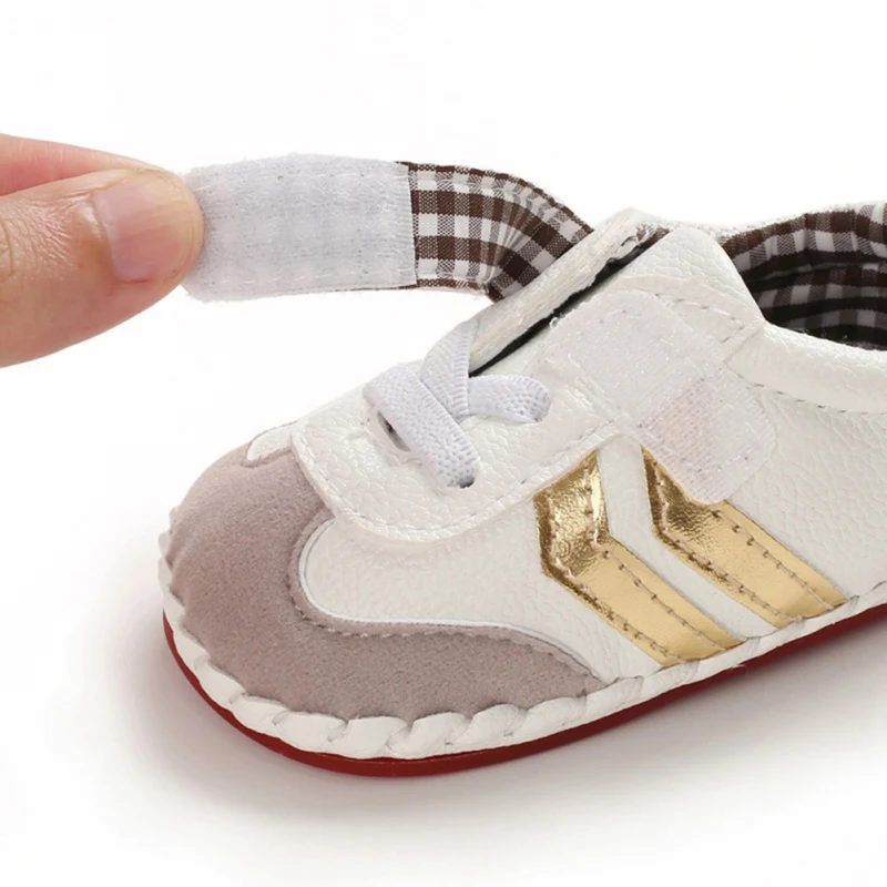 

Baby Boy Girl First Walkers Crib Shoes Leather Sports Non-slip Shoe Autumn Baby PU Sneakers Soft Sole Hook Loop Prewalker