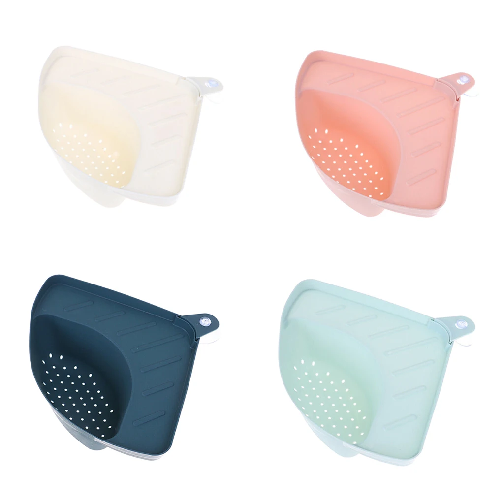 

Triangular Kitchen Sink Storage Holder Sink Drain Shelf Filter Sink Storage Basket with Suction Cup for Bathroom Home
