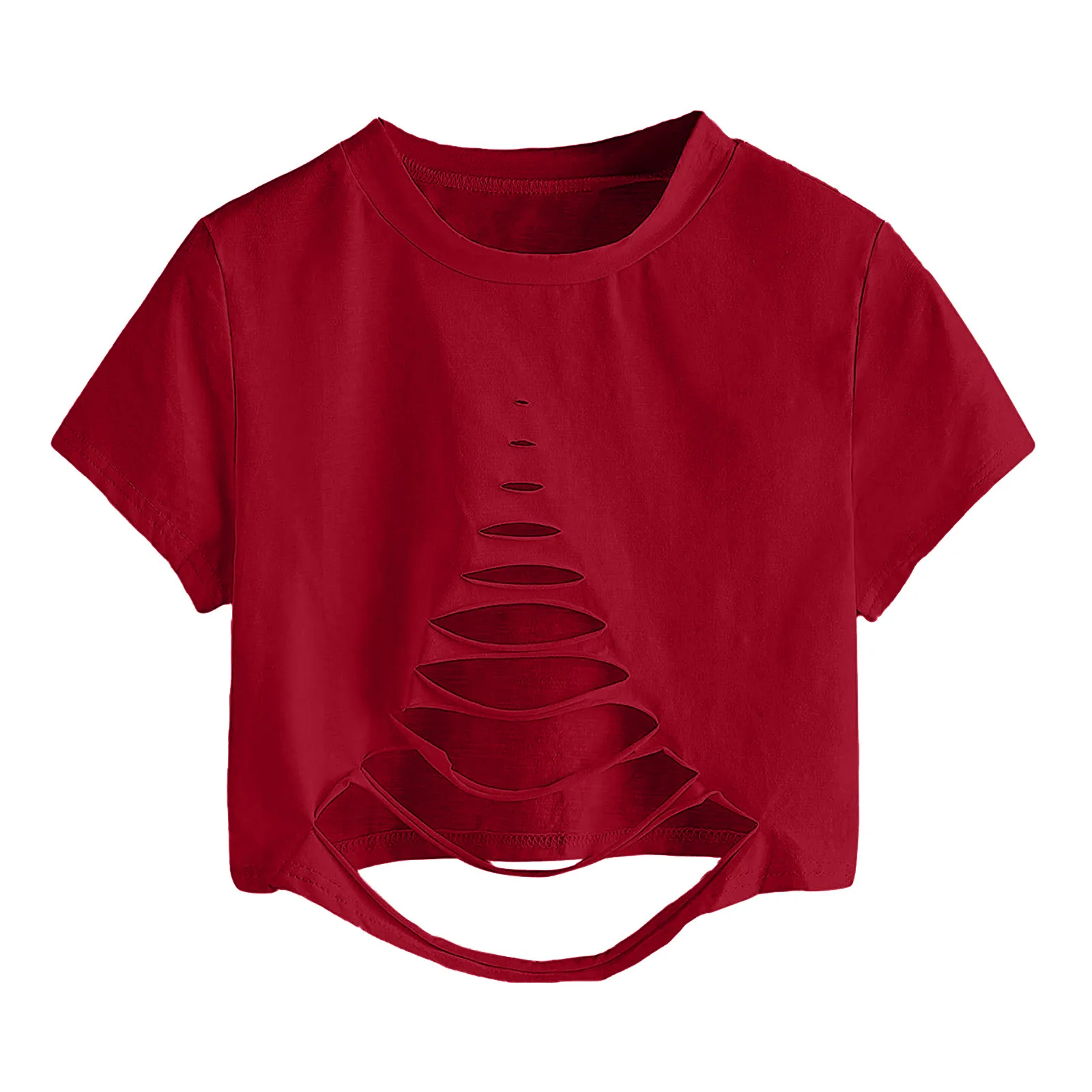 

Hollow Out Sexy Crop Top Women T-shirt Green Black Solid Slim Hole Tank Tops Fashion Female Casual Tee Shirt camiseta mujer 2021