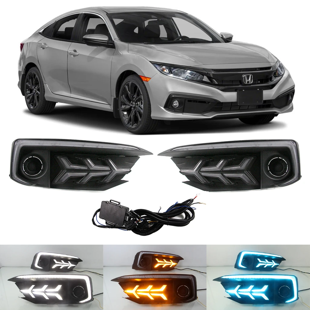 DRL для Honda Civic 2019 + дневные ходовые огни 3 вида цветов светодиодные лампы с