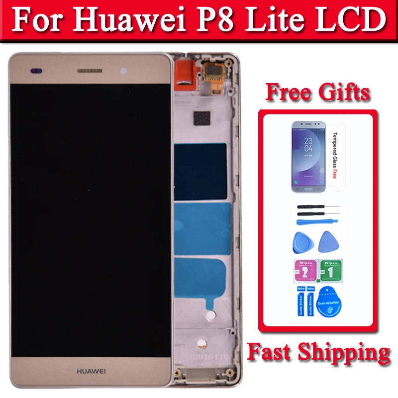Экран для Huawei P8 Lite ALE-L21 ЖК-дисплей с сенсорным экраном дигитайзер в сборе рамкой