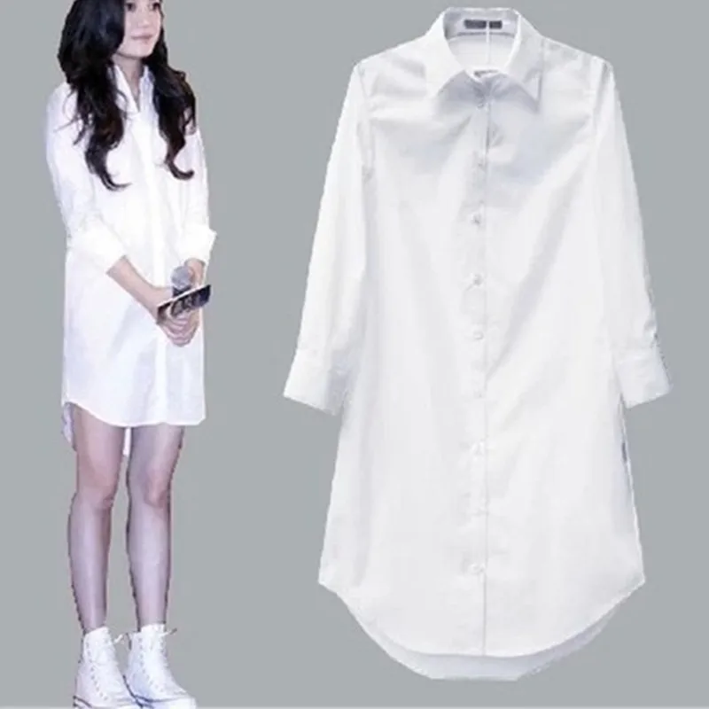 

White Collar Shirt Women Chemise Blanche Femme Oversize Long Sleeve Blouse Casual 2021 Autumn Korean Button Up Tops Blusas