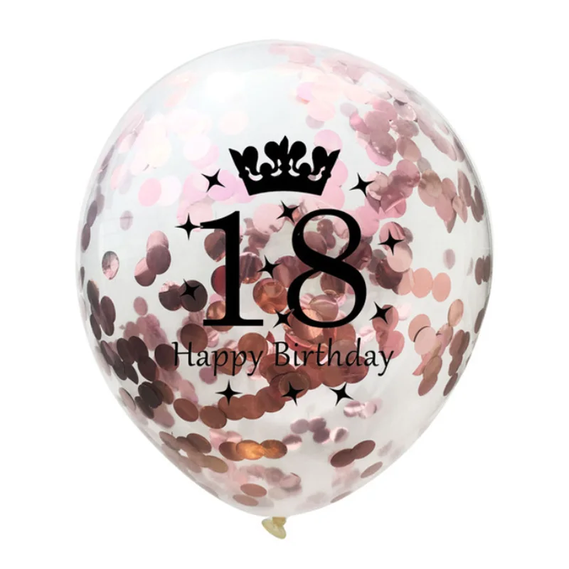 e 5 шт. 12 дюймов конфетти шары из латекса золотые черные воздушные шары на день рождения 18 21 30 40 50 лет юбилей Свадебные украшения - Цвет: e