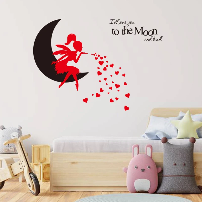 Zollor Наклейка на стену с изображением английской и девушки любящего сердца Луны