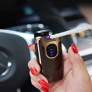 USB Charging Flameless Lighter Zinc Alloy LED Touch Sensor Plasma Cigarette Lighter Mens Gadget Gift Cool