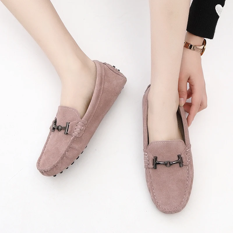 MIYAGINA 100% Genuine Leather Women Shoes 2021 New Women Flats Spring Flat Moccasins Woman Casual Shoes 17 Colors Size 34-44