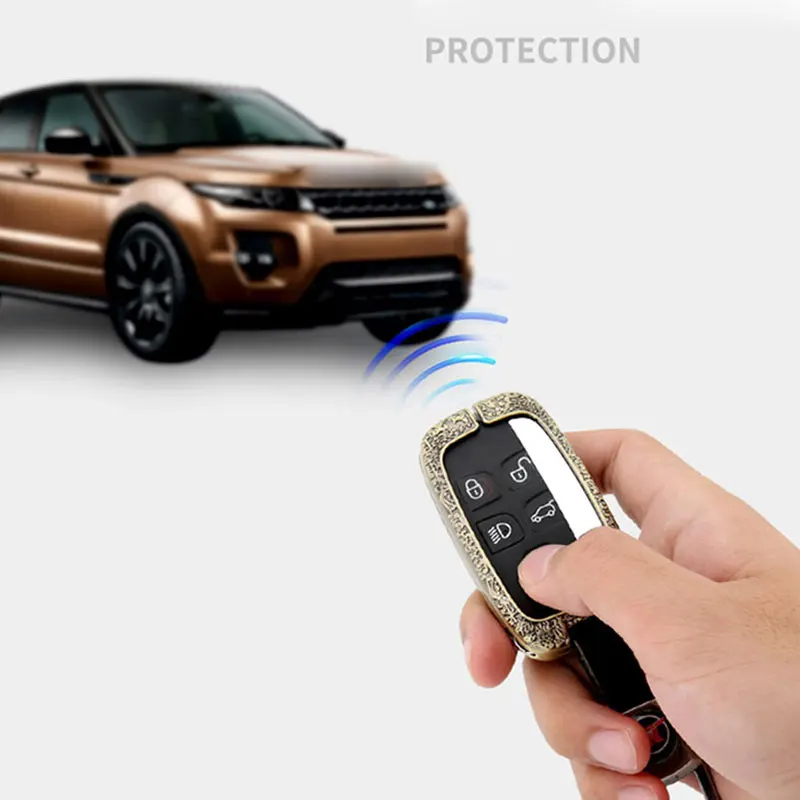 Цинковый сплав кожаный чехол для ключей LandRover Discovery 4/Freelander2/Range Rover/Evoque Jaguar XE/XJ/XJL/XF/F