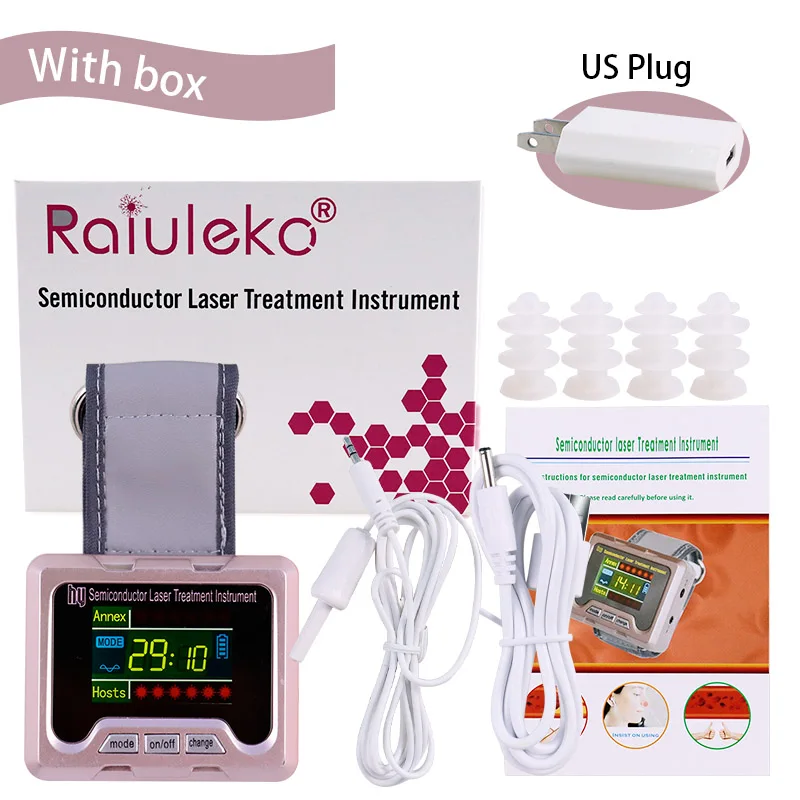 With Box US Plug 650нм лазерная терапия часы диод LLLT для гипертонии диабета тромбоза церебрального ринита холестерина терапевтический аппарат - Цвет: With Box US Plug