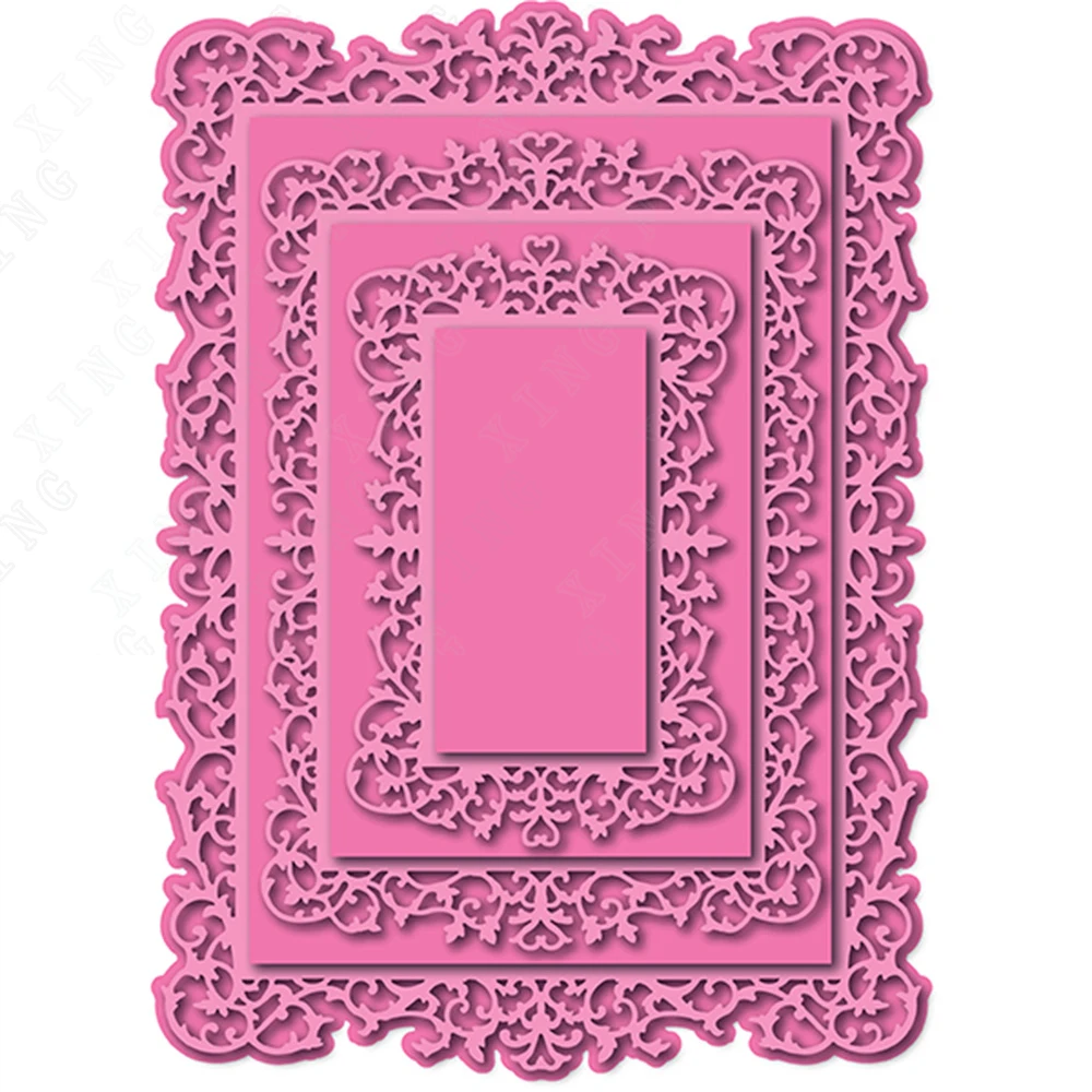 

Новое поступление, прямоугольные кружевные металлические Вырубные штампы, рамка 3D для рукоделия, альбома, скрапбукинга, дневника, декорати...