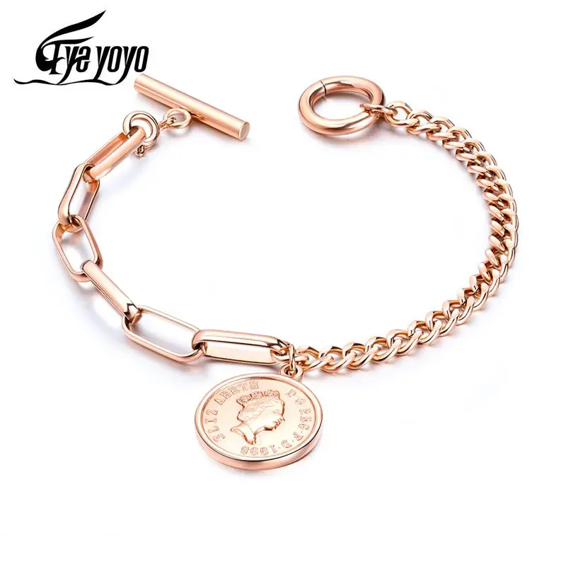 Женский браслет цепочка EyeYoYo 2 цвета розовое золото Ювелирное Украшение|Цепочки и