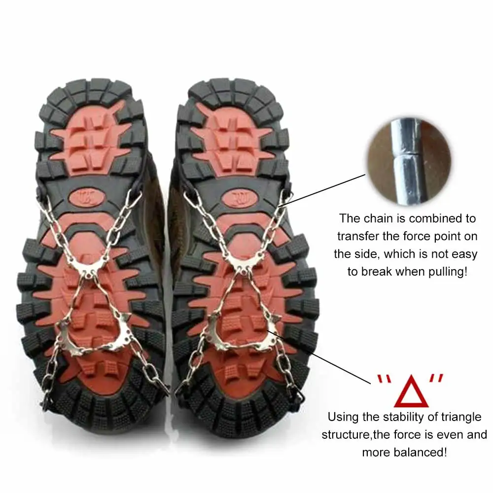 

1Pair Outdoor 6 Teeth Crampon Shoe Spikes Chain Ice Gripper Cleats with Silicone Anti Slip Outdoor Sports Snow Hiking Climbing