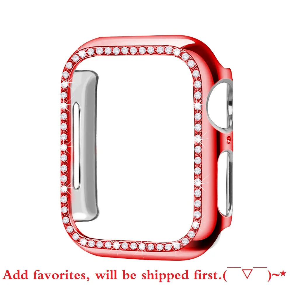 Red Чехол-бампер с алмазами защитный чехол для Apple Watch Cover Series 5 4 3 2 1 38 мм 42 мм чехол s для Iwatch 5 4 40 мм 44 мм аксессуары для часов - Цвет: Red