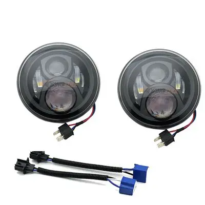 CHROME 50w b 2X7 дюймов круглый светодиодный фары проекционный комплект фар для Jeep Wrangler JK TJ LJ lada niva 4x4 suzuki samurai Hummer H1 H2 - Цвет: CHROME 50w b