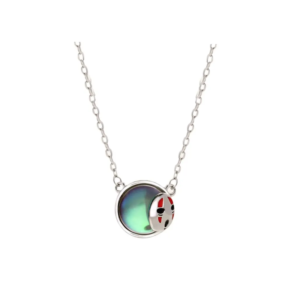 

Silver Plated Necklace Chihiro no Kamikakushi Kaonashi Chokers Necklace with Shiny Crystle for Women Jewelry Gift T120QGGG