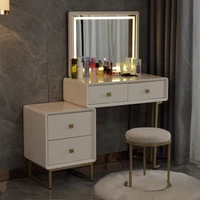 nightstands dressing table storage cabinet integrated bedroom modern simple telescopic luxury nordic white makeup table lights