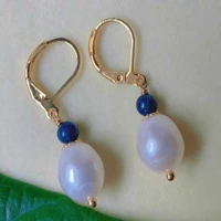 fashion natural white drop pearl blue jade gold 18k earrings thanksgiving women lucky aquaculture fashion gift valentines day