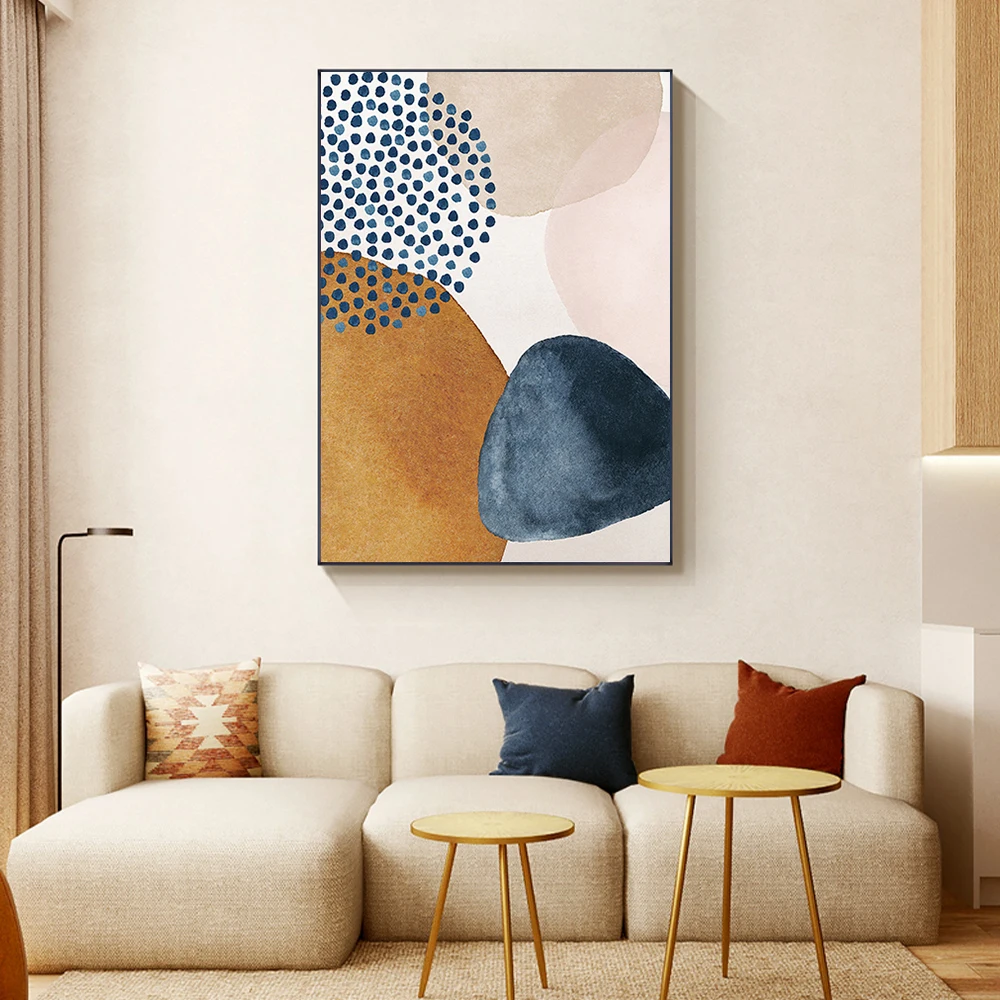 

Abstract Geometric Line Morandi Orange Watercolor Wall Poster Print Nordic Canvas Painting Art Pictures Living Room Home Decor