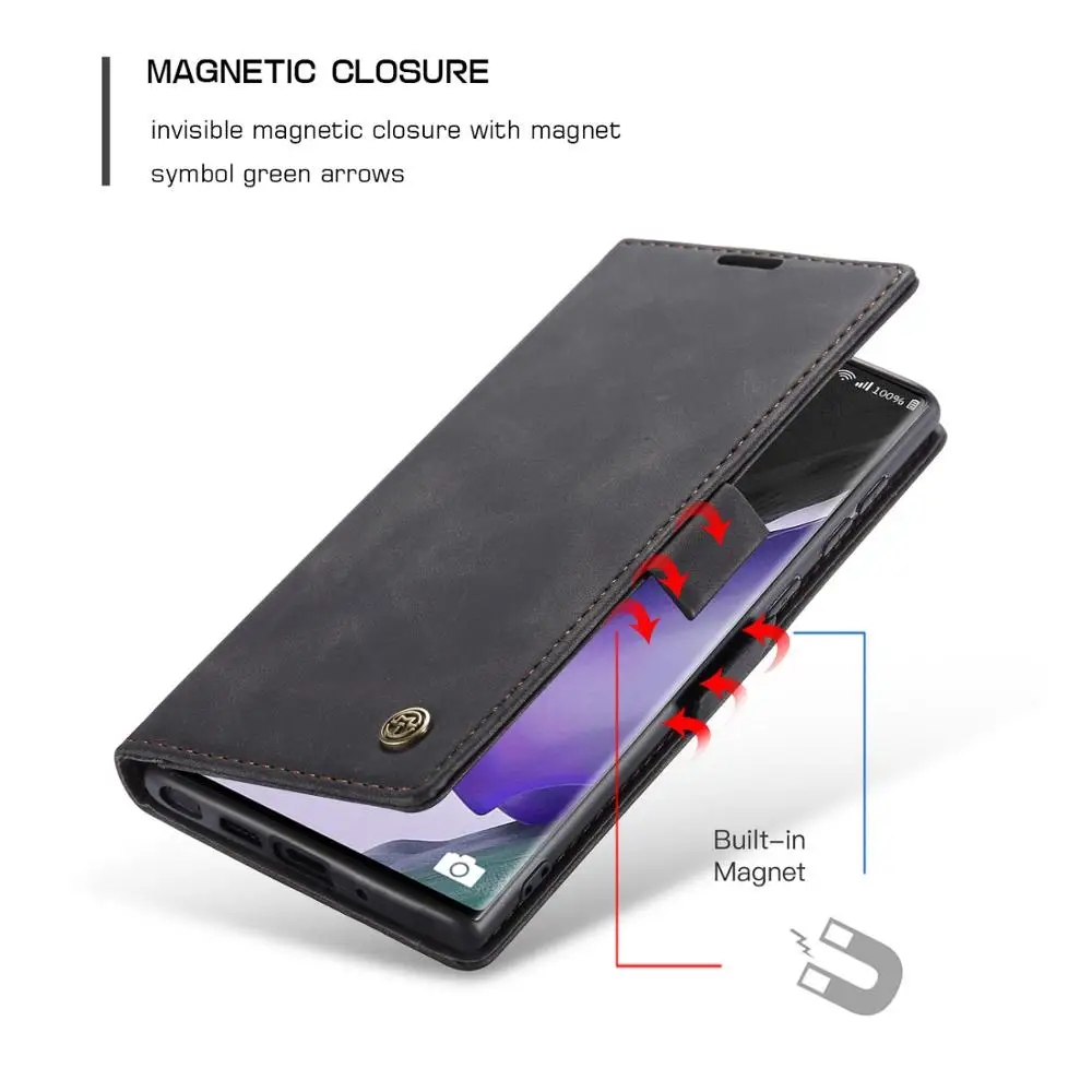 

Classical Leather Wallet Case For Samsung Not 20 Note 20 Ultra Cases Retro Full Protective Pouch Cover