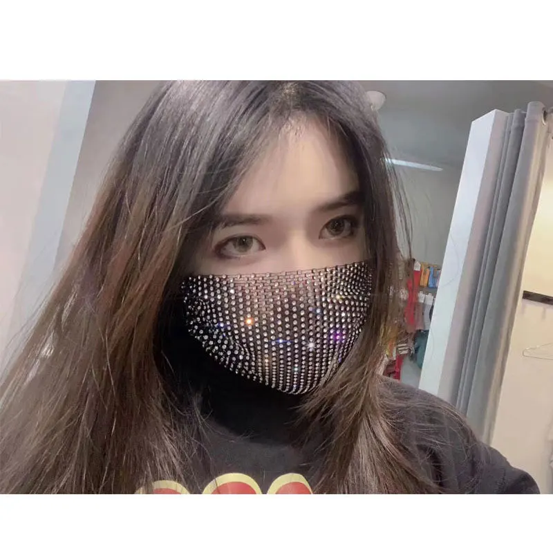 

New Fashion Women's Face Masks Street Performance Star Masks Crystal Material Face Mask for Girlfriends Clothes Matching Gifts