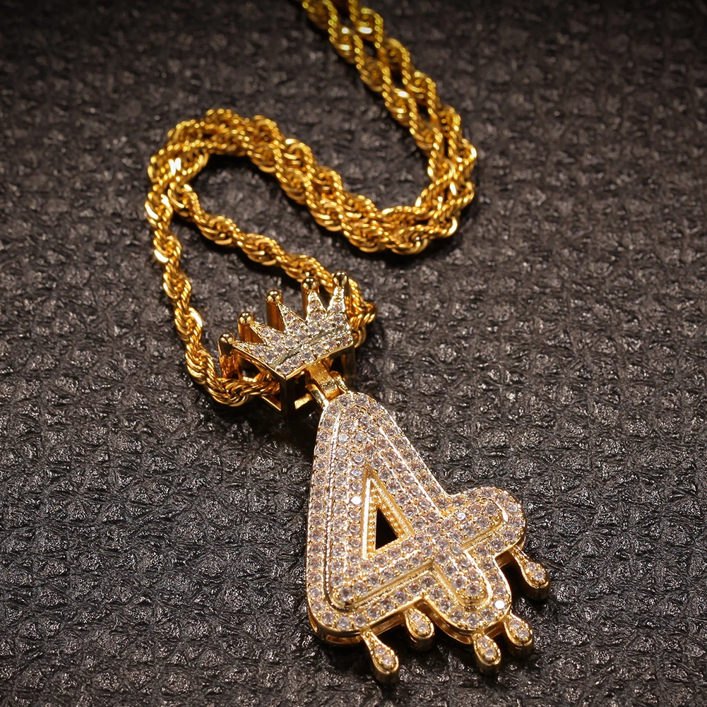 Uwin пользовательские Корона капельные цифры Bling Iced Out ожерелье для мужчин женщин золотой цвет кубический циркониевый хип хоп ювелирные изделия