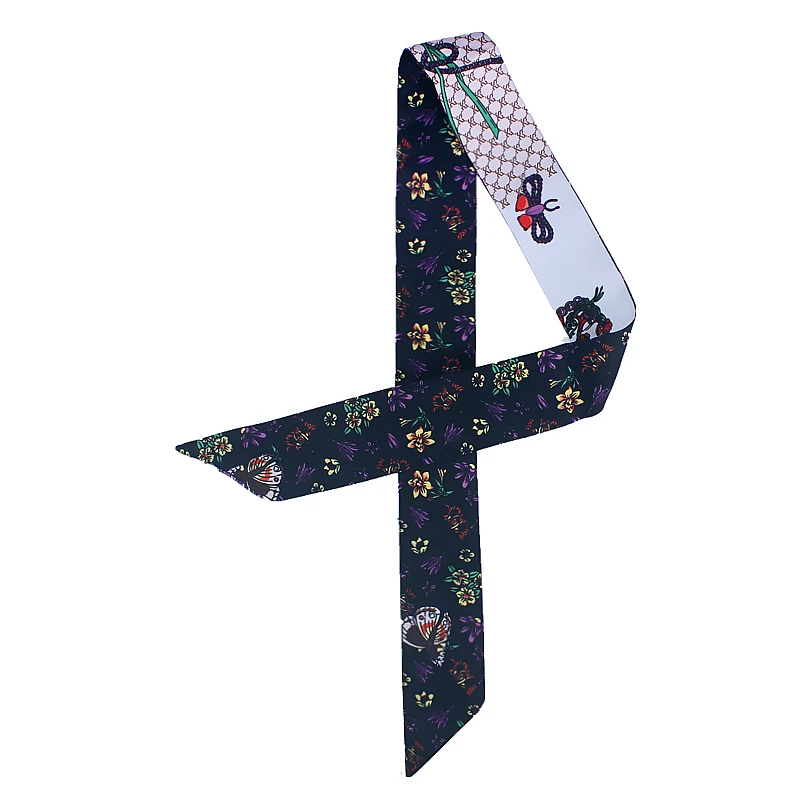 Модный женский узкий шарф маленькая сумка с лентой шарфы цветочным принтом